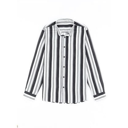 Men's Casual Long Sleeve Button-Down Shirts Striped Dress Shirts | MC255371