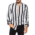 Lässige Langarm-Button-Down-Hemden für Herren, gestreifte Baumwollhemden für Herren | MC255371-1