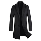 Herren Premium Wollmantel Lang Slim Fit Erbsen Trenchcoat | xz5903