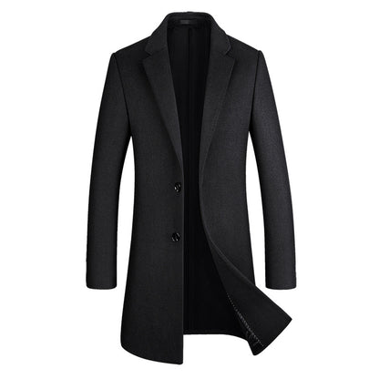 Cappotto lungo da uomo in lana di prima qualità, vestibilità slim, trench | xz5903 