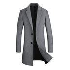 Herren Premium Wollmantel Lang Slim Fit Erbsen Trenchcoat | xz5903