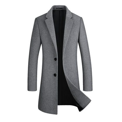 Cappotto lungo da uomo in lana di prima qualità, vestibilità slim, trench | xz5903 