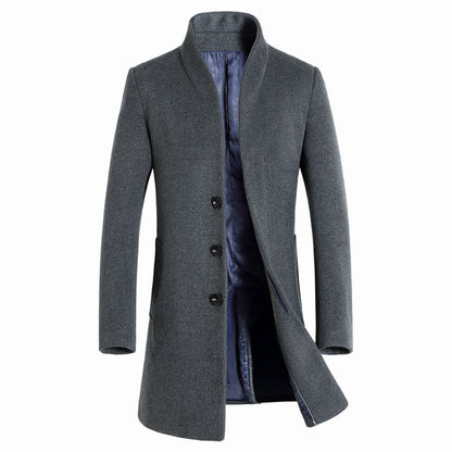 Manteau pour homme en mélange de laine de qualité supérieure, trench-coat mi-long | XZ1681