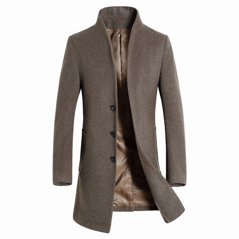 Manteau pour homme en mélange de laine de qualité supérieure, trench-coat mi-long | XZ1681