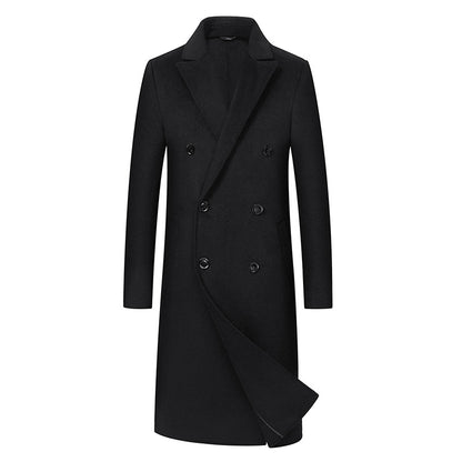 Trench-coat long croisé en laine australienne de qualité supérieure pour homme | XZ338