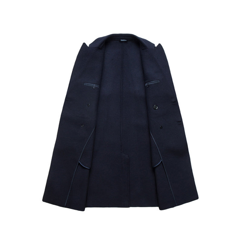 Hochwertiger, zweireihiger, langer Trenchcoat aus australischer Wollmischung für Herren | XZ338