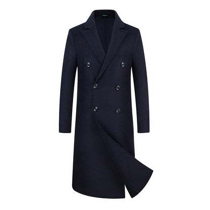 Trench-coat long croisé en laine australienne de qualité supérieure pour homme | XZ338