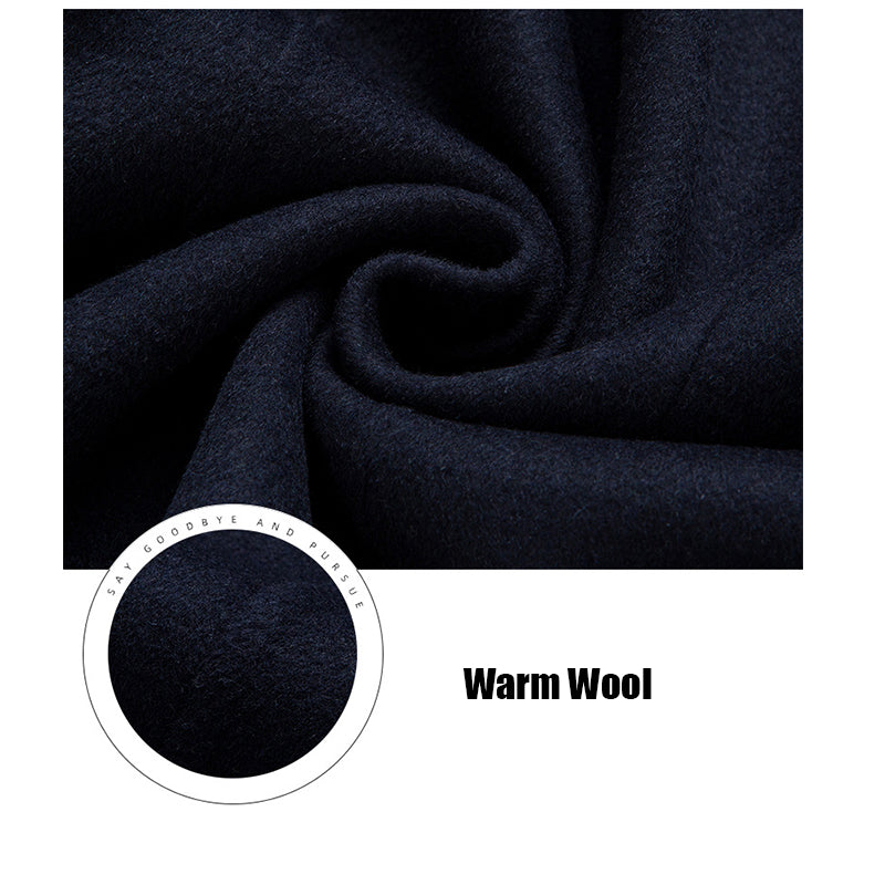 Hochwertiger, zweireihiger, langer Trenchcoat aus australischer Wollmischung für Herren | XZ338