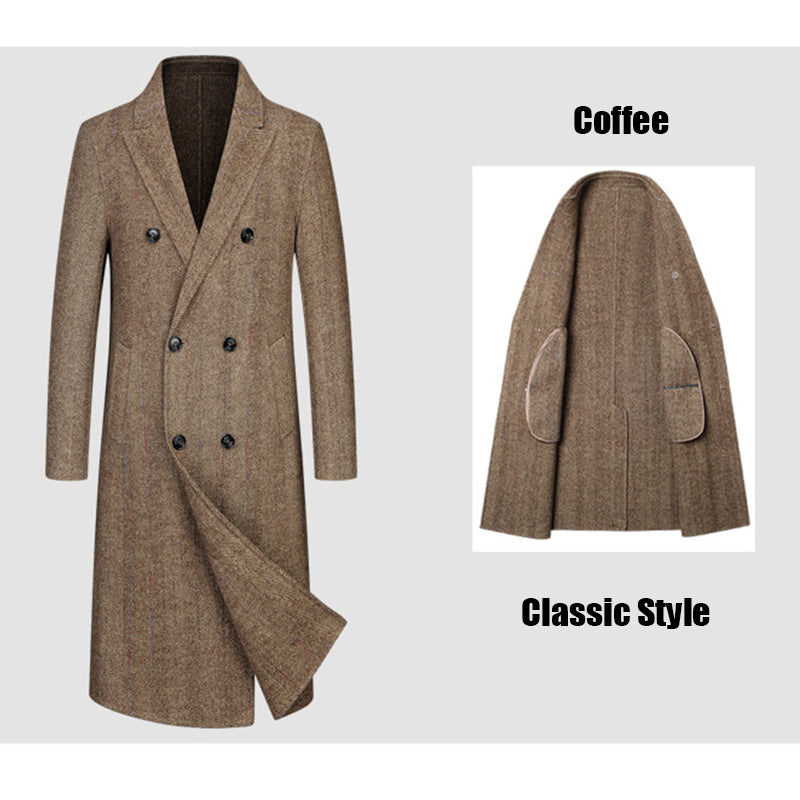 Executive Class Premium Herren Luxus Langer Trenchcoat aus australischer Wolle | XZ5829